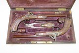 CASED Pair of CONTINENTAL EUROPEAN DUELING Pistols by BAUCHERON-PIRMET .50 FINE Case Colored DUELERS Made Circa 1850 - 3 of 25