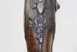 Elegant EUROPEAN Antique FLINTLOCK Belt Pistol .56 Cal Sidearm w Carved Stock & Engraved Hardware - 7 of 14