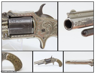 Rare Antique MARLIN No. 32 Standard 1875 REVOLVER with Lovely DeGRESS GRIPS Engraved with Custom Figured Grips in 1870s