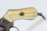 Antique ENGRAVED European IVORY GRIP 9mm PINFIRE Self-Defense REVOLVER Mid-19th European Sidearm with GOLD ACCENTS! - 3 of 20