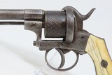 Antique ENGRAVED European IVORY GRIP 9mm PINFIRE Self-Defense REVOLVER Mid-19th European Sidearm with GOLD ACCENTS! - 4 of 20
