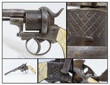 Antique ENGRAVED European IVORY GRIP 9mm PINFIRE Self-Defense REVOLVER Mid-19th European Sidearm with GOLD ACCENTS! - 1 of 20