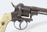 Antique ENGRAVED European IVORY GRIP 9mm PINFIRE Self-Defense REVOLVER Mid-19th European Sidearm with GOLD ACCENTS! - 18 of 20