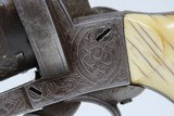Antique ENGRAVED European IVORY GRIP 9mm PINFIRE Self-Defense REVOLVER Mid-19th European Sidearm with GOLD ACCENTS! - 6 of 20