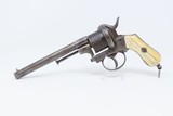 Antique ENGRAVED European IVORY GRIP 9mm PINFIRE Self-Defense REVOLVER Mid-19th European Sidearm with GOLD ACCENTS! - 2 of 20