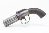 Engraved BRITISH Antique .32 Cal. BAR HAMMER Percussion PEPPERBOX Revolver 1840s 6-Shot Self Defense Revolver - 2 of 18