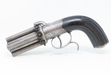 8-SHOT Engraved Antique PEPPERBOX Revolver .36 Caliber Percussion EUROPEAN 1840s 8-Shot Self Defense Revolver with EBONY GRIP! - 2 of 20