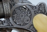 ENGRAVED, IVORY GRIPPED European Antique PINFIRE REVOLVER Double Action Liege Proofed Mid-19th European Sidearm - 6 of 21