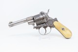 ENGRAVED, IVORY GRIPPED European Antique PINFIRE REVOLVER Double Action Liege Proofed Mid-19th European Sidearm - 2 of 21