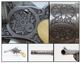 ENGRAVED, IVORY GRIPPED European Antique PINFIRE REVOLVER Double Action Liege Proofed Mid-19th European Sidearm - 1 of 21