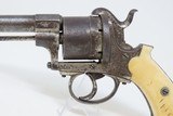ENGLISH ENGRAVED, IVORY GRIP Antique 11mm PINFIRE “BULLDOG” REVOLVER Mid-19th European Sidearm with ENGLISH SCROLL ENGRAVING! - 4 of 19