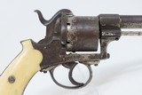 ENGLISH ENGRAVED, IVORY GRIP Antique 11mm PINFIRE “BULLDOG” REVOLVER Mid-19th European Sidearm with ENGLISH SCROLL ENGRAVING! - 18 of 19