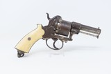 ENGLISH ENGRAVED, IVORY GRIP Antique 11mm PINFIRE “BULLDOG” REVOLVER Mid-19th European Sidearm with ENGLISH SCROLL ENGRAVING! - 16 of 19
