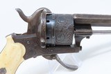 ENGRAVED Antique BELGIAN Proofed 9mm PINFIRE Revolver with PIPE CASE Folding Trigger European Sidearm with ANTIQUE IVORY GRIPS! - 6 of 22