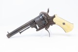 ENGRAVED Antique BELGIAN Proofed 9mm PINFIRE Revolver with PIPE CASE Folding Trigger European Sidearm with ANTIQUE IVORY GRIPS! - 19 of 22