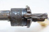 ENGRAVED Antique BELGIAN Proofed 9mm PINFIRE Revolver with PIPE CASE Folding Trigger European Sidearm with ANTIQUE IVORY GRIPS! - 13 of 22