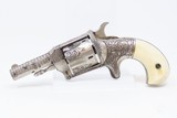 ENGRAVED, NICKEL, IVORY Antique WILD WEST Revolver in .38 Rimfire U.S. Arms Engraved Hideout Revolver with IVORY GRIPS! - 2 of 16