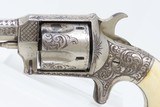 ENGRAVED, NICKEL, IVORY Antique WILD WEST Revolver in .38 Rimfire U.S. Arms Engraved Hideout Revolver with IVORY GRIPS! - 4 of 16