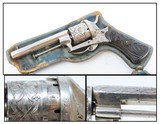 Antique ENGRAVED European PINFIRE Folding Trigger Double Action REVOLVER GUTTA PERCHA GRIPS & Inside PIPE CASE! - 1 of 21