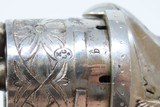 Antique ENGRAVED European PINFIRE Folding Trigger Double Action REVOLVER GUTTA PERCHA GRIPS & Inside PIPE CASE! - 13 of 21