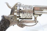 Antique ENGRAVED European PINFIRE Folding Trigger Double Action REVOLVER GUTTA PERCHA GRIPS & Inside PIPE CASE! - 20 of 21