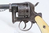ENGRAVED Antique A. FAGNUS Belgian 9mm PINFIRE Double Action REVOLVER With Profuse FLORAL MOTIF and ANTIQUE IVORY GRIPS! - 4 of 19