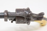 ENGRAVED Antique A. FAGNUS Belgian 9mm PINFIRE Double Action REVOLVER With Profuse FLORAL MOTIF and ANTIQUE IVORY GRIPS! - 9 of 19