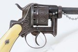 ENGRAVED Antique A. FAGNUS Belgian 9mm PINFIRE Double Action REVOLVER With Profuse FLORAL MOTIF and ANTIQUE IVORY GRIPS! - 18 of 19