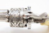 Antique ENGRAVED, NICKEL, IVORY European PINFIRE REVOLVER 5.5mm “EL” With Period Purse Holster & Folding Trigger! - 12 of 19