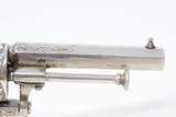 Antique ENGRAVED, NICKEL, IVORY European PINFIRE REVOLVER 5.5mm “EL” With Period Purse Holster & Folding Trigger! - 6 of 19