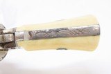 Antique ENGRAVED, NICKEL, IVORY European PINFIRE REVOLVER 5.5mm “EL” With Period Purse Holster & Folding Trigger! - 11 of 19