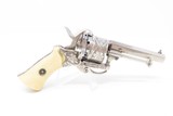 Antique ENGRAVED, NICKEL, IVORY European PINFIRE REVOLVER 5.5mm “EL” With Period Purse Holster & Folding Trigger! - 3 of 19