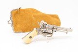 Antique ENGRAVED, NICKEL, IVORY European PINFIRE REVOLVER 5.5mm “EL” With Period Purse Holster & Folding Trigger! - 2 of 19