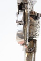 Antique ENGRAVED, NICKEL, IVORY European PINFIRE REVOLVER 5.5mm “EL” With Period Purse Holster & Folding Trigger! - 9 of 19