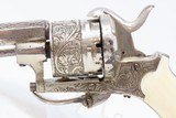 Antique ENGRAVED & IVORY European PINFIRE Folding Trigger REVOLVER 7.65mm Engraved 7.65mm Sidearm with IVORY GRIPS! - 4 of 18