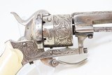 Antique ENGRAVED & IVORY European PINFIRE Folding Trigger REVOLVER 7.65mm Engraved 7.65mm Sidearm with IVORY GRIPS! - 17 of 18