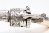 Antique ENGRAVED & IVORY European PINFIRE Folding Trigger REVOLVER 7.65mm Engraved 7.65mm Sidearm with IVORY GRIPS! - 7 of 18