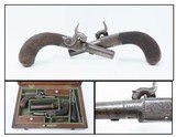 CASED BRACE of Antique CLARK of CAMBRIDGE, ENGLAND Folding Trigger Pistols
ENGRAVED Mid-19th Century SCREW BARREL Self Defense Pistols - 1 of 25