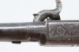CASED BRACE of Antique CLARK of CAMBRIDGE, ENGLAND Folding Trigger Pistols
ENGRAVED Mid-19th Century SCREW BARREL Self Defense Pistols - 16 of 25