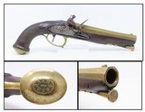 .75 Cal Antique BRASS BARREL Manstopper FLINTLOCK Pistol from LIEGE 1800s Impressive 19th Century Sidearm! - 1 of 16