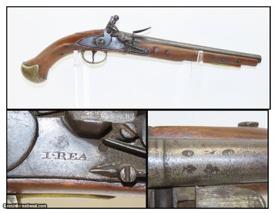 REVOLUTIONARY WAR Period JOHN REA Long Sea Service Pattern FLINTLOCK Pistol Used by the British Royal Naval Service!