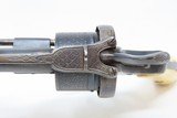 Liege Proofed Antique ENGRAVED European PINFIRE Double Action REVOLVER CROSS HATCHING MOTIF 11mm Sidearm with IVORY GRIPS! - 7 of 17