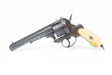 Liege Proofed Antique ENGRAVED European PINFIRE Double Action REVOLVER CROSS HATCHING MOTIF 11mm Sidearm with IVORY GRIPS! - 2 of 17