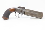 MASSIVE .49 Caliber PEPPERBOX by NOCK of LONDON Engraved 6-Shot Antique Pistol Impressive & Intimidating! - 16 of 19