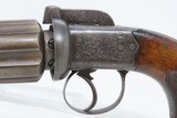 MASSIVE .49 Caliber PEPPERBOX by NOCK of LONDON Engraved 6-Shot Antique Pistol Impressive & Intimidating! - 4 of 19