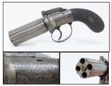 ENGRAVED Antique IMPROVED PATENT LONDON 4-Shot PEPPERBOX Percussion Pistol RARE 1850s 4-Shot Revolver in .36 Caliber - 1 of 17