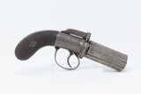 ENGRAVED Antique IMPROVED PATENT LONDON 4-Shot PEPPERBOX Percussion Pistol RARE 1850s 4-Shot Revolver in .36 Caliber - 14 of 17