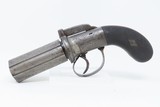 ENGRAVED Antique IMPROVED PATENT LONDON 4-Shot PEPPERBOX Percussion Pistol RARE 1850s 4-Shot Revolver in .36 Caliber - 2 of 17