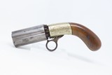 Engraved J.R. COOPER’S Patent BRITISH Antique Percussion PEPPERBOX Revolver 1850s 6-Shot UNDERHAMMER Revolver - 2 of 16