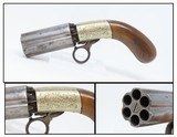 Engraved J.R. COOPER’S Patent BRITISH Antique Percussion PEPPERBOX Revolver 1850s 6-Shot UNDERHAMMER Revolver - 1 of 16